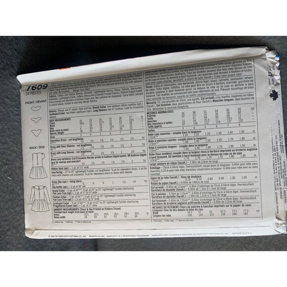 Simplicity Girls Dress Sewing Pattern Sz 3-6 7609 - Uncut - Picture 5 of 9